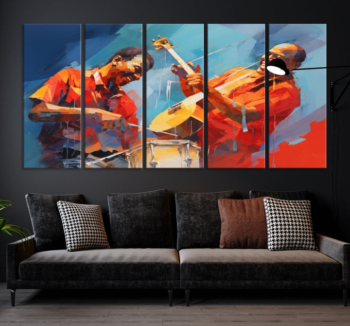 Jazz Musicians Wall Art, Jazz Canvas Painting, Jazz Music Print, Jazz Band African American Art Print, Framed Artwork