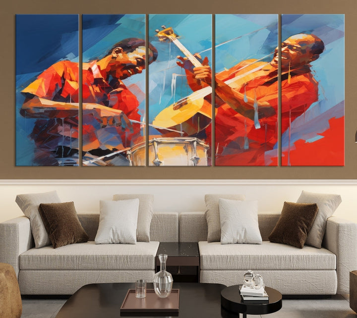 Jazz Musicians Wall Art, Jazz Canvas Painting, Jazz Music Print, Jazz Band African American Art Print, Framed Artwork