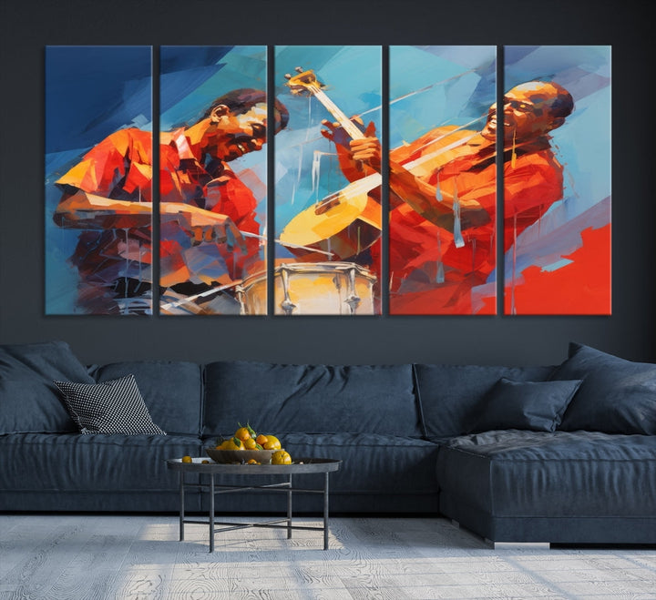 Jazz Musicians Wall Art, Jazz Canvas Painting, Jazz Music Print, Jazz Band African American Art Print, Framed Artwork