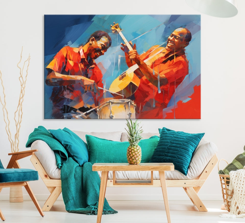 Jazz Musicians Wall Art, Jazz Canvas Painting, Jazz Music Print, Jazz Band African American Art Print, Framed Artwork