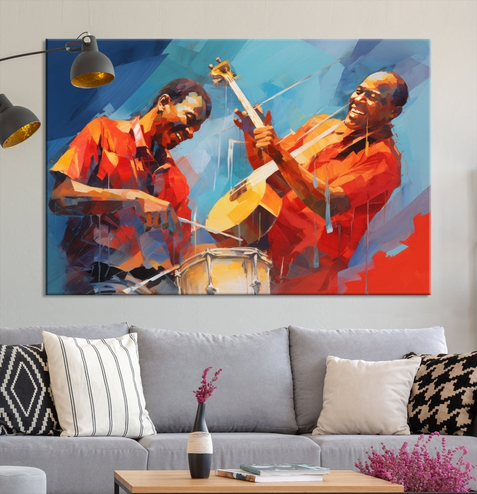 Jazz Musicians Wall Art, Jazz Canvas Painting, Jazz Music Print, Jazz Band African American Art Print, Framed Artwork