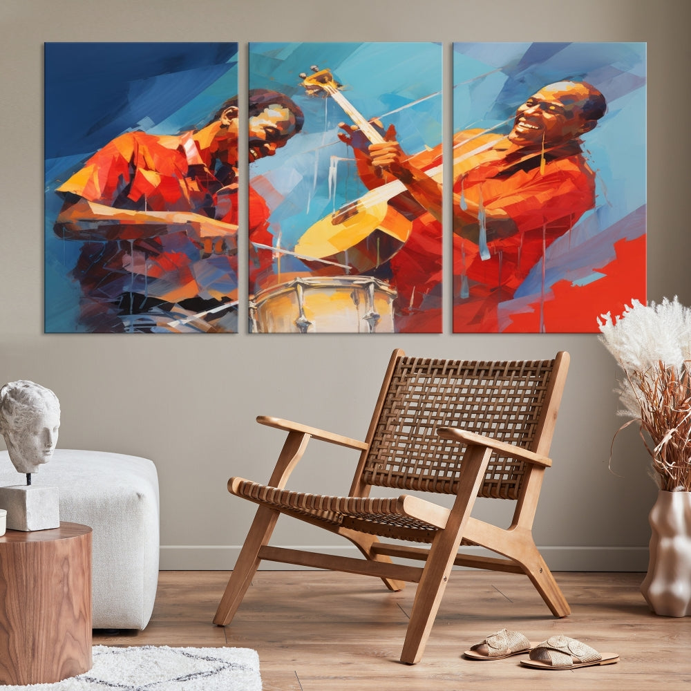 Jazz Musicians Wall Art, Jazz Canvas Painting, Jazz Music Print, Jazz Band African American Art Print, Framed Artwork