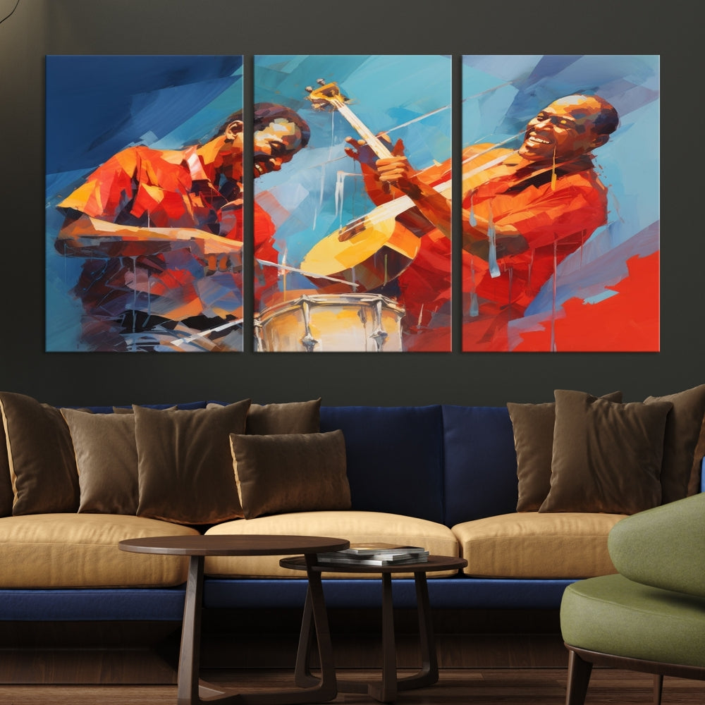 Jazz Musicians Wall Art, Jazz Canvas Painting, Jazz Music Print, Jazz Band African American Art Print, Framed Artwork