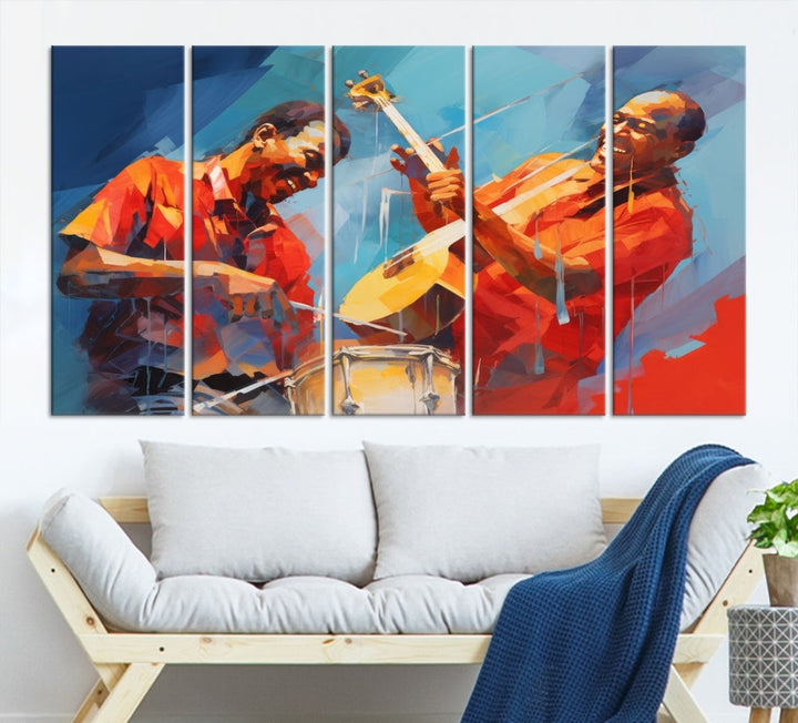 Jazz Musicians Wall Art, Jazz Canvas Painting, Jazz Music Print, Jazz Band African American Art Print, Framed Artwork