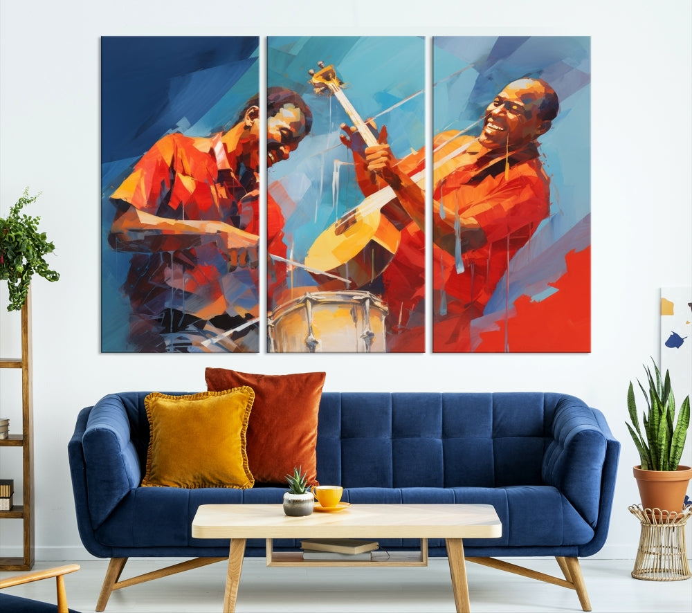 Jazz Musicians Wall Art, Jazz Canvas Painting, Jazz Music Print, Jazz Band African American Art Print, Framed Artwork