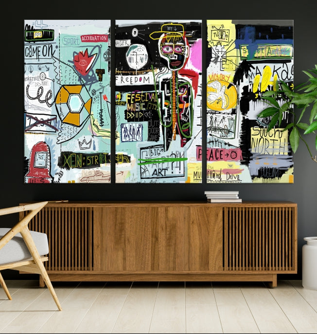 Jean-Michel Basquiat Street Graffiti Wall Art Print Abstract Painting on Giclee Canvas