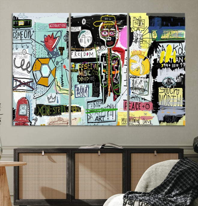 Jean-Michel Basquiat Street Graffiti Wall Art Print Abstract Painting on Giclee Canvas