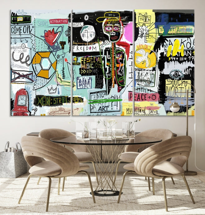 Jean-Michel Basquiat Street Graffiti Wall Art Print Abstract Painting on Giclee Canvas