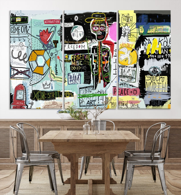 Jean-Michel Basquiat Street Graffiti Wall Art Print Abstract Painting on Giclee Canvas