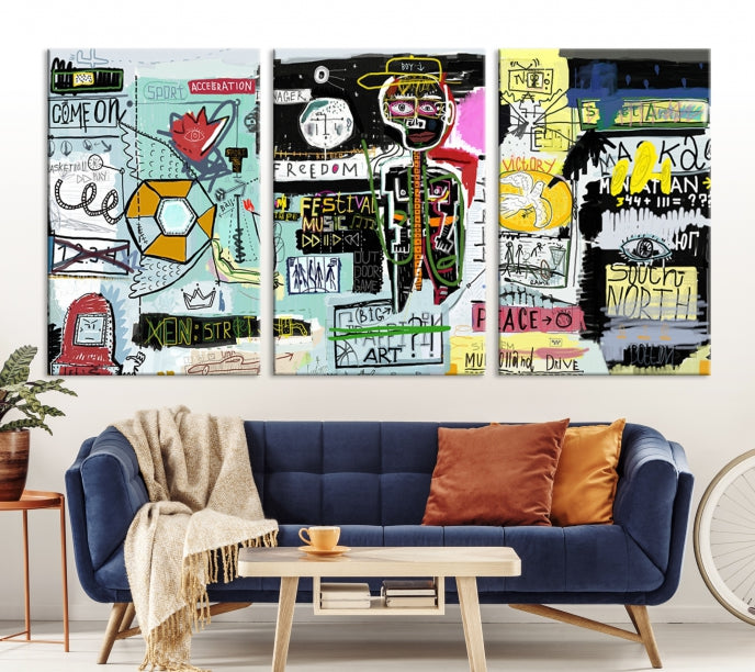 Jean-Michel Basquiat Street Graffiti Wall Art Print Abstract Painting on Giclee Canvas