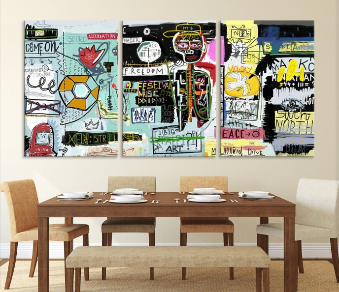 Jean-Michel Basquiat Street Graffiti Wall Art Print Abstract Painting on Giclee Canvas