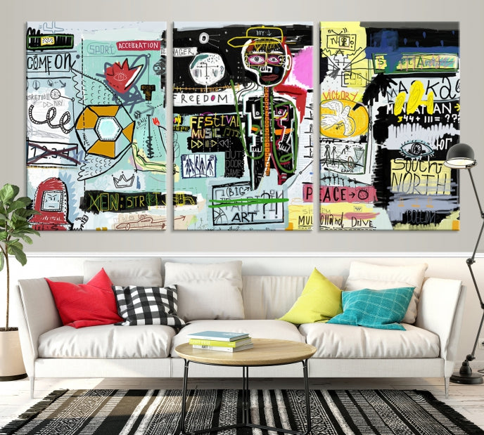 Jean-Michel Basquiat Street Graffiti Wall Art Print Abstract Painting on Giclee Canvas