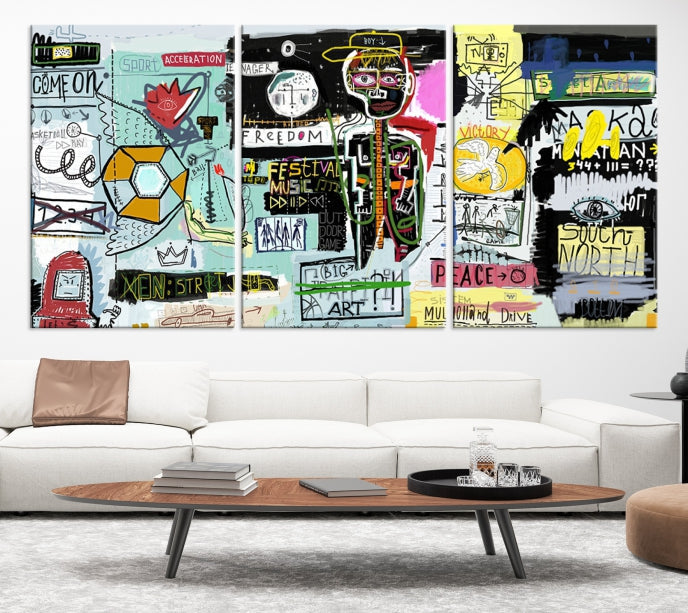 Jean-Michel Basquiat Street Graffiti Wall Art Print Abstract Painting on Giclee Canvas