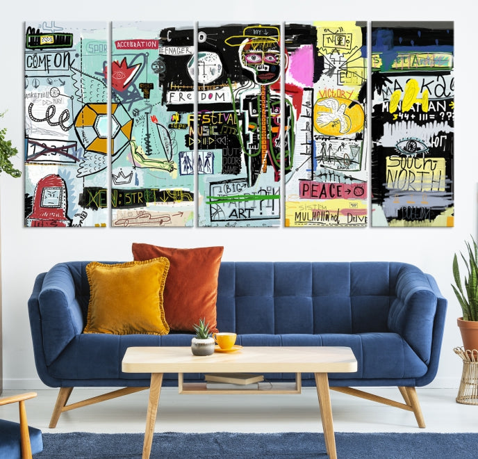 Jean-Michel Basquiat Street Graffiti Wall Art Print Abstract Painting on Giclee Canvas