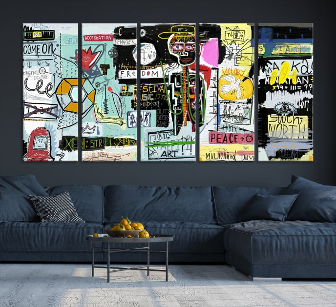 Jean-Michel Basquiat Street Graffiti Wall Art Print Abstract Painting on Giclee Canvas