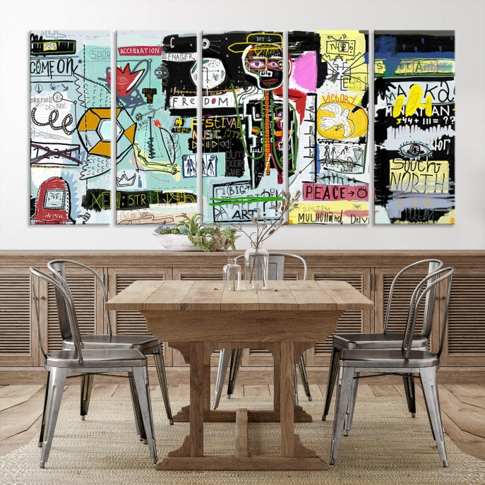 Jean-Michel Basquiat Street Graffiti Wall Art Print Abstract Painting on Giclee Canvas