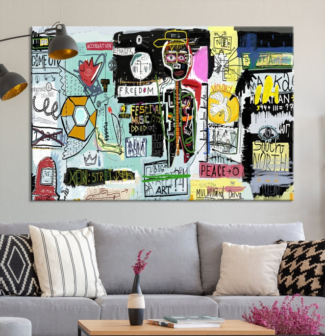 Jean-Michel Basquiat Street Graffiti Wall Art Print Abstract Painting on Giclee Canvas