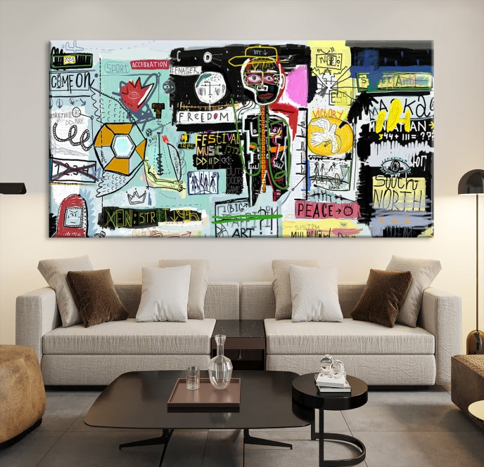 Jean-Michel Basquiat Street Graffiti Wall Art Print Abstract Painting on Giclee Canvas