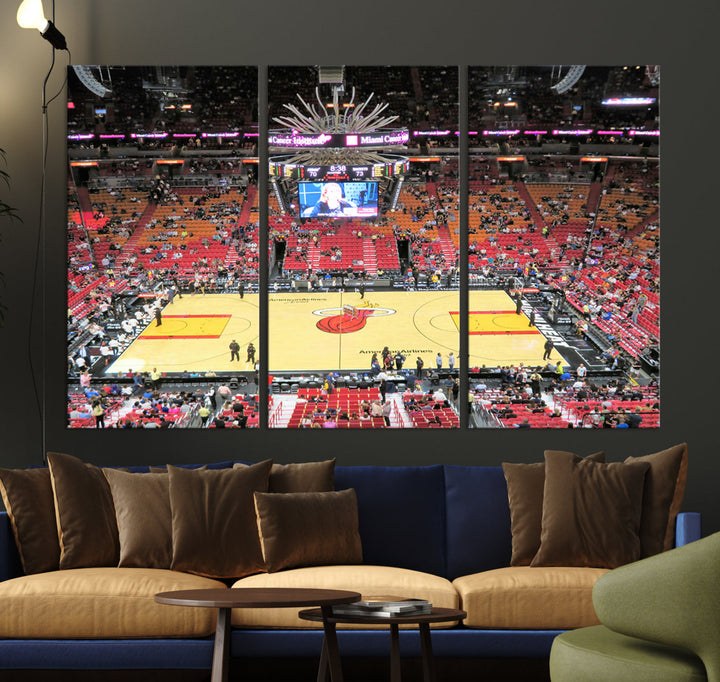 Kaseya Center Miami Heat Stadium Wall Art Canvas Print, NBA Basketball Play Game Wall Art Print, Basketball Lover Gift, Miami Wall Art Print