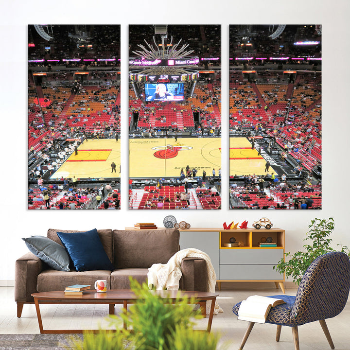 Kaseya Center Miami Heat Stadium Wall Art Canvas Print, NBA Basketball Play Game Wall Art Print, Basketball Lover Gift, Miami Wall Art Print