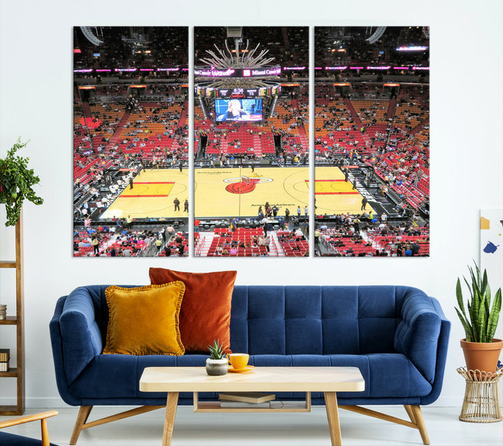 Kaseya Center Miami Heat Stadium Wall Art Canvas Print, NBA Basketball Play Game Wall Art Print, Basketball Lover Gift, Miami Wall Art Print