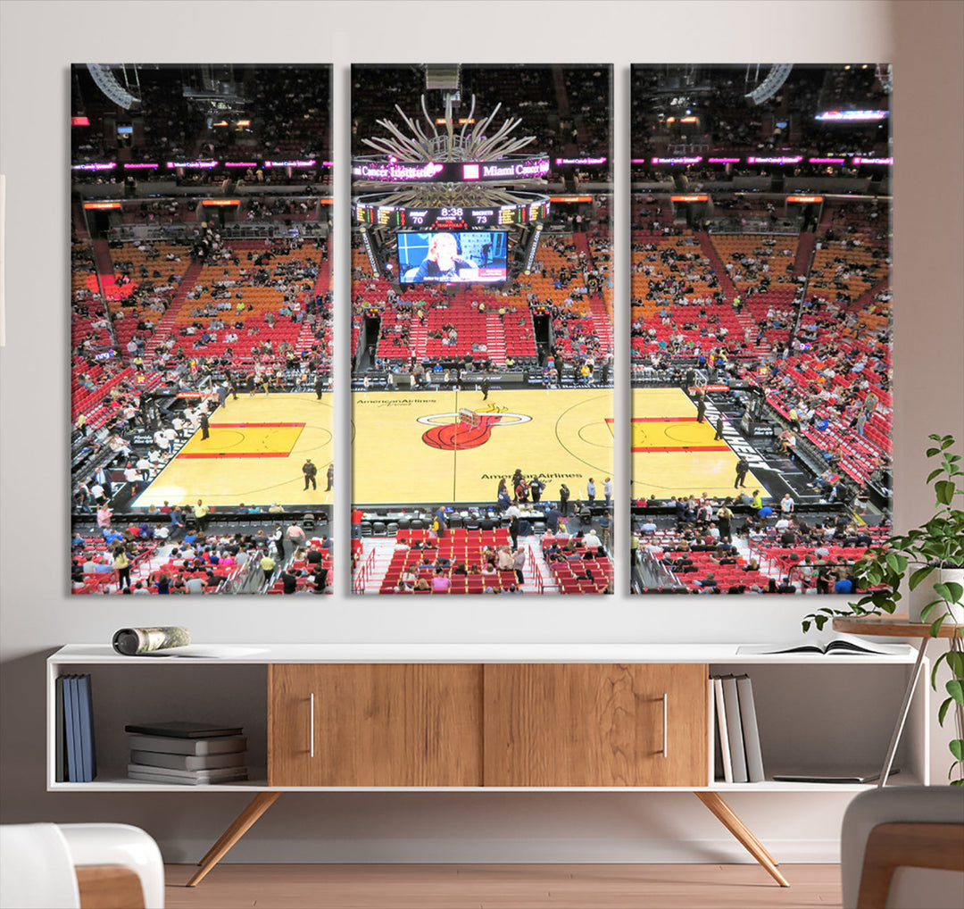 Kaseya Center Miami Heat Stadium Wall Art Canvas Print, NBA Basketball Play Game Wall Art Print, Basketball Lover Gift, Miami Wall Art Print