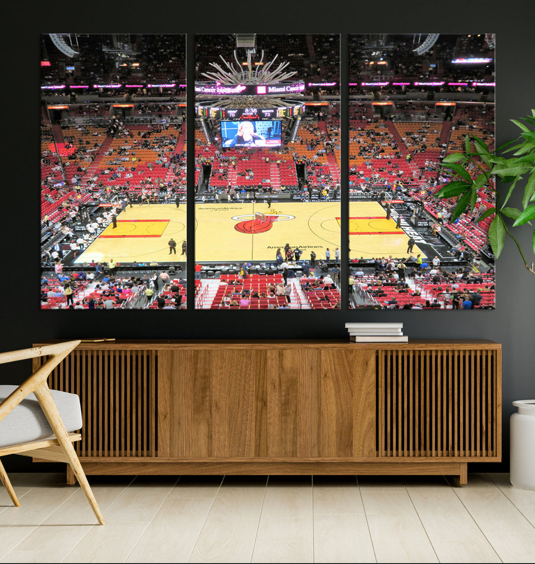 Kaseya Center Miami Heat Stadium Wall Art Canvas Print, NBA Basketball Play Game Wall Art Print, Basketball Lover Gift, Miami Wall Art Print