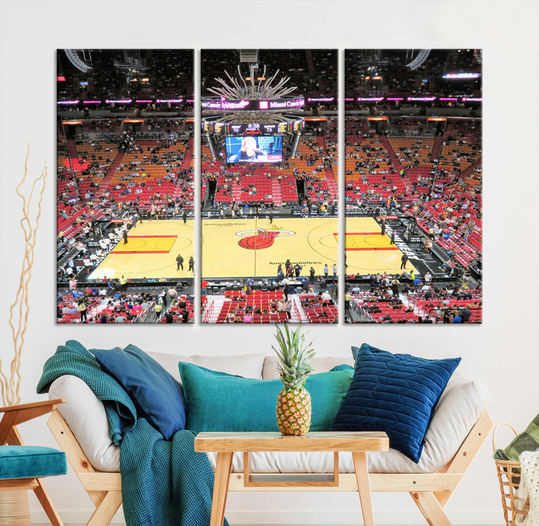 Kaseya Center Miami Heat Stadium Wall Art Canvas Print, NBA Basketball Play Game Wall Art Print, Basketball Lover Gift, Miami Wall Art Print