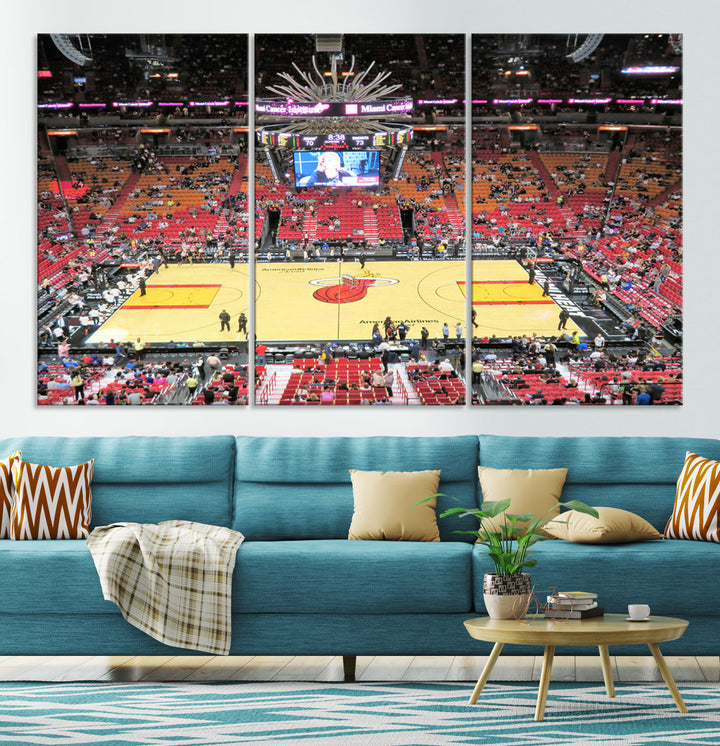 Kaseya Center Miami Heat Stadium Wall Art Canvas Print, NBA Basketball Play Game Wall Art Print, Basketball Lover Gift, Miami Wall Art Print