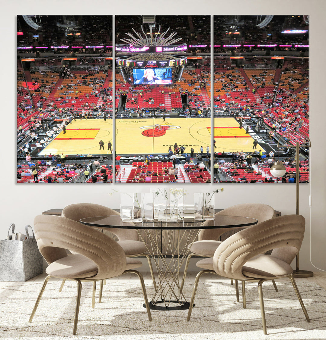 Kaseya Center Miami Heat Stadium Wall Art Canvas Print, NBA Basketball Play Game Wall Art Print, Basketball Lover Gift, Miami Wall Art Print