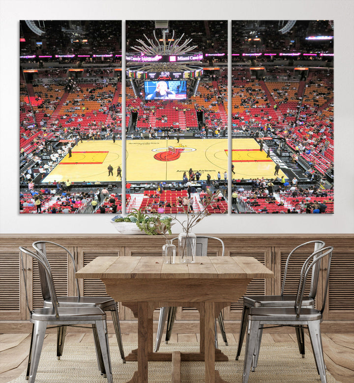 Kaseya Center Miami Heat Stadium Wall Art Canvas Print, NBA Basketball Play Game Wall Art Print, Basketball Lover Gift, Miami Wall Art Print