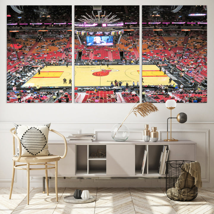 Kaseya Center Miami Heat Stadium Wall Art Canvas Print, NBA Basketball Play Game Wall Art Print, Basketball Lover Gift, Miami Wall Art Print