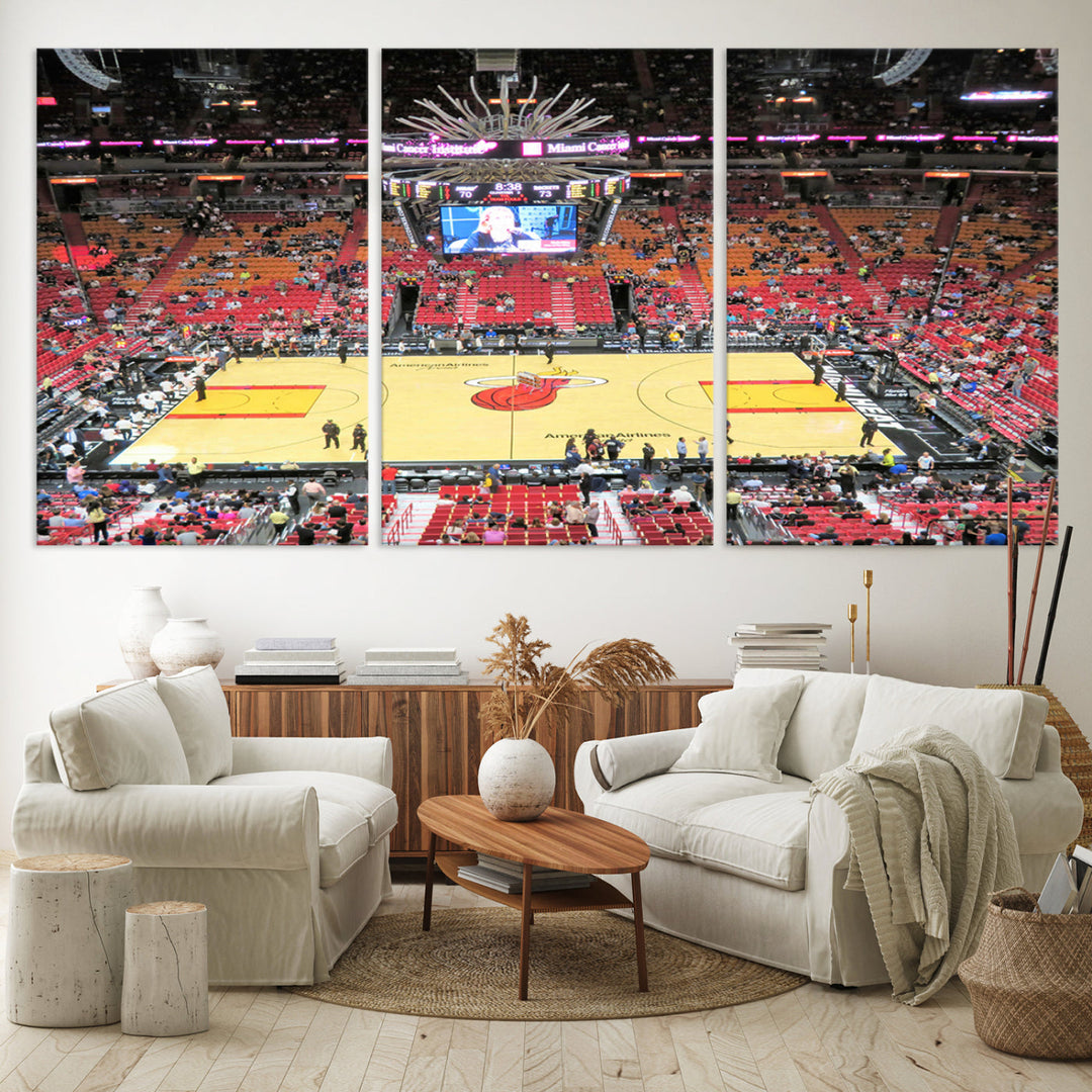 Kaseya Center Miami Heat Stadium Wall Art Canvas Print, NBA Basketball Play Game Wall Art Print, Basketball Lover Gift, Miami Wall Art Print