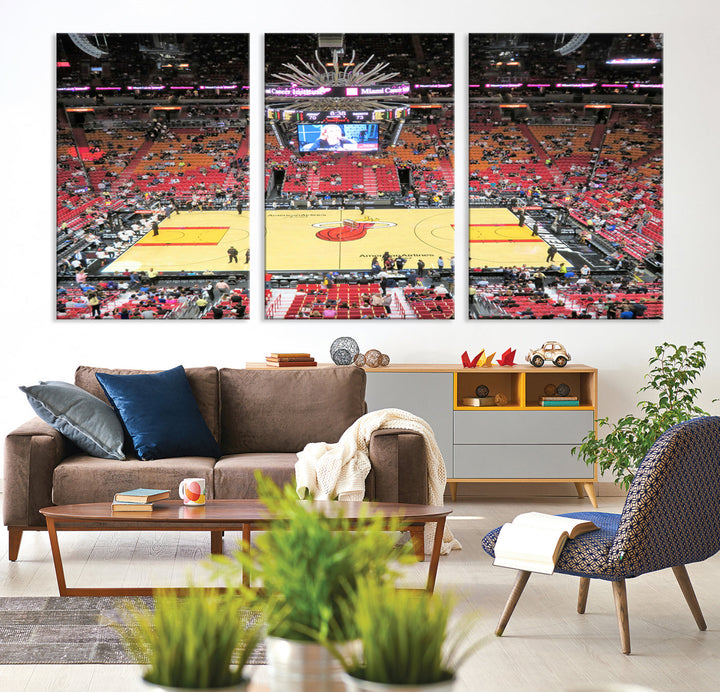 Kaseya Center Miami Heat Stadium Wall Art Canvas Print, NBA Basketball Play Game Wall Art Print, Basketball Lover Gift, Miami Wall Art Print