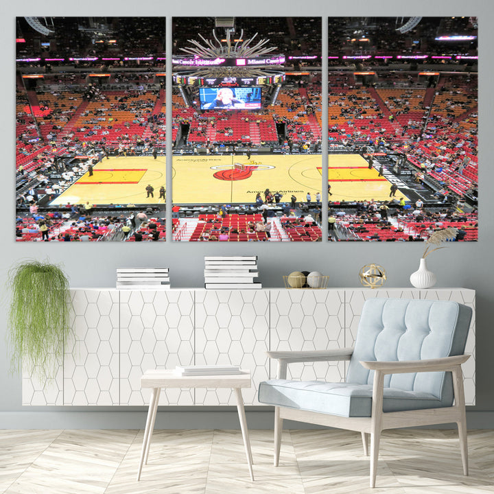 Kaseya Center Miami Heat Stadium Wall Art Canvas Print, NBA Basketball Play Game Wall Art Print, Basketball Lover Gift, Miami Wall Art Print