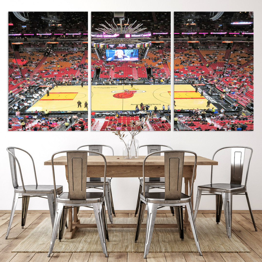 Kaseya Center Miami Heat Stadium Wall Art Canvas Print, NBA Basketball Play Game Wall Art Print, Basketball Lover Gift, Miami Wall Art Print