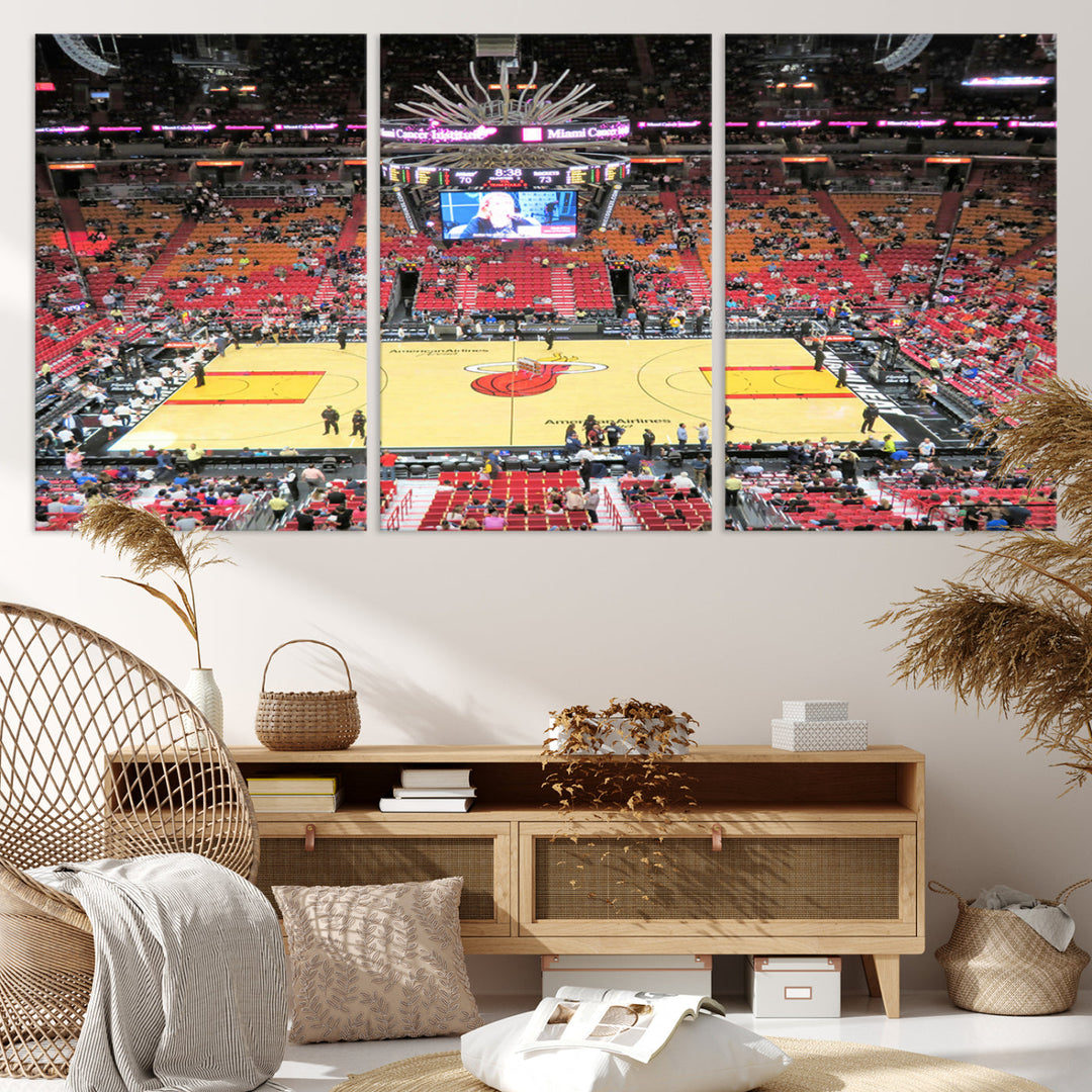 Kaseya Center Miami Heat Stadium Wall Art Canvas Print, NBA Basketball Play Game Wall Art Print, Basketball Lover Gift, Miami Wall Art Print