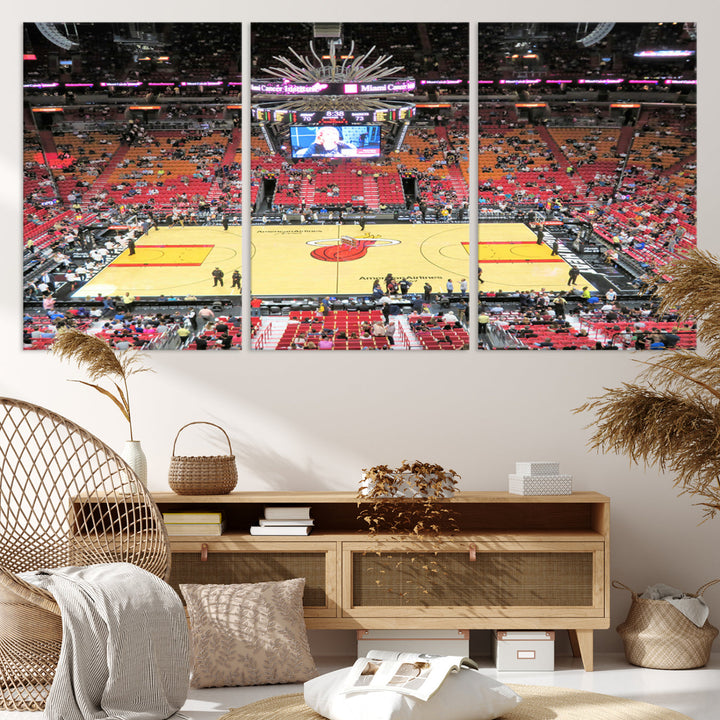 Kaseya Center Miami Heat Stadium Wall Art Canvas Print, NBA Basketball Play Game Wall Art Print, Basketball Lover Gift, Miami Wall Art Print