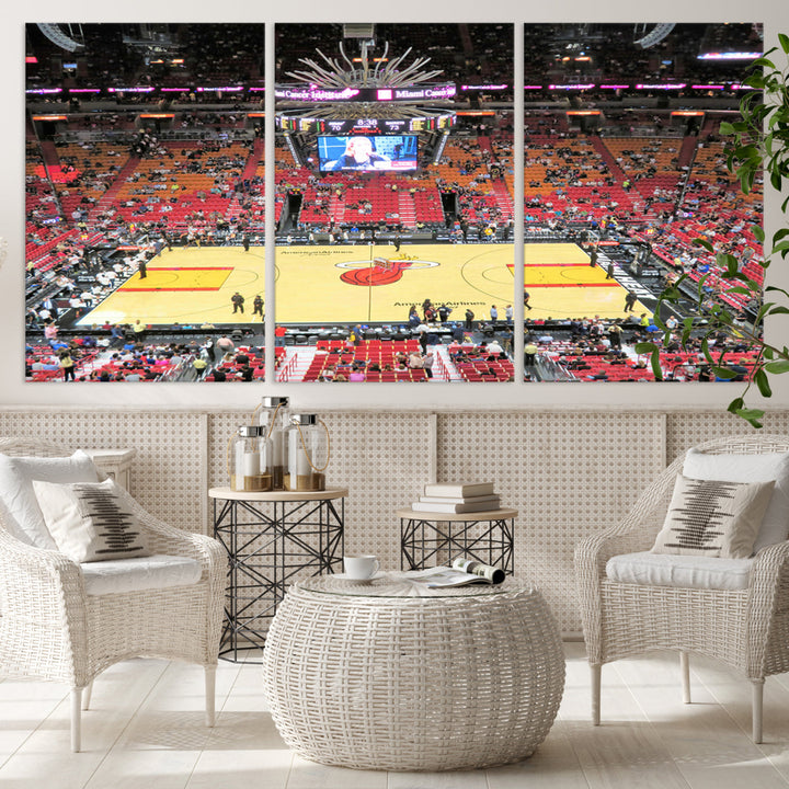 Kaseya Center Miami Heat Stadium Wall Art Canvas Print, NBA Basketball Play Game Wall Art Print, Basketball Lover Gift, Miami Wall Art Print