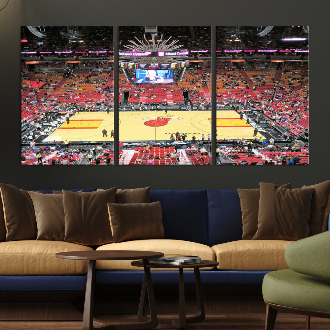 Kaseya Center Miami Heat Stadium Wall Art Canvas Print, NBA Basketball Play Game Wall Art Print, Basketball Lover Gift, Miami Wall Art Print