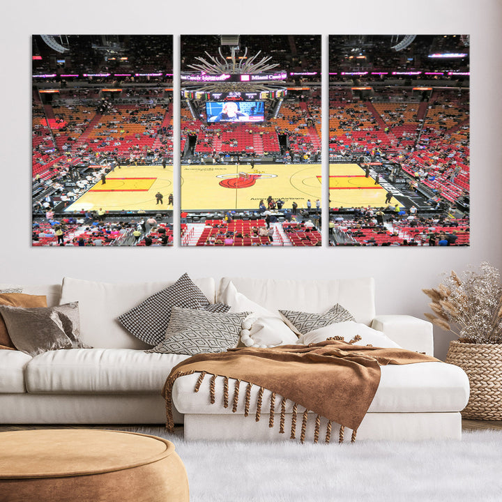 Kaseya Center Miami Heat Stadium Wall Art Canvas Print, NBA Basketball Play Game Wall Art Print, Basketball Lover Gift, Miami Wall Art Print