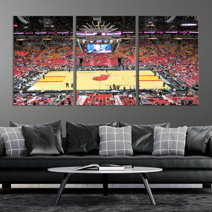 Kaseya Center Miami Heat Stadium Wall Art Canvas Print, NBA Basketball Play Game Wall Art Print, Basketball Lover Gift, Miami Wall Art Print