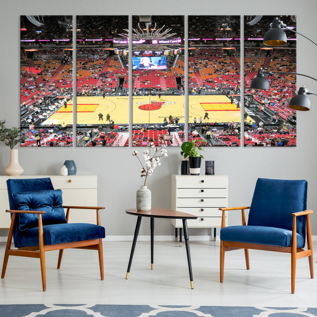 Kaseya Center Miami Heat Stadium Wall Art Canvas Print, NBA Basketball Play Game Wall Art Print, Basketball Lover Gift, Miami Wall Art Print