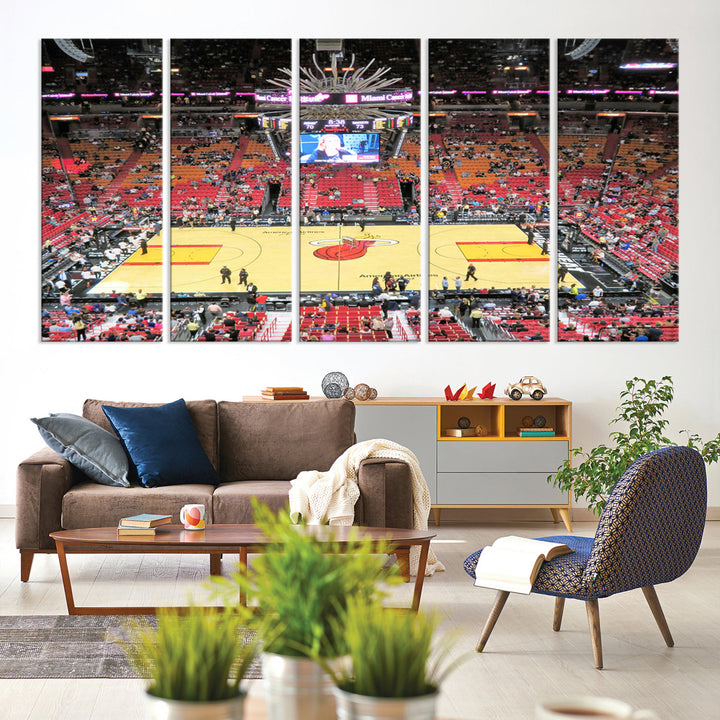 Kaseya Center Miami Heat Stadium Wall Art Canvas Print, NBA Basketball Play Game Wall Art Print, Basketball Lover Gift, Miami Wall Art Print