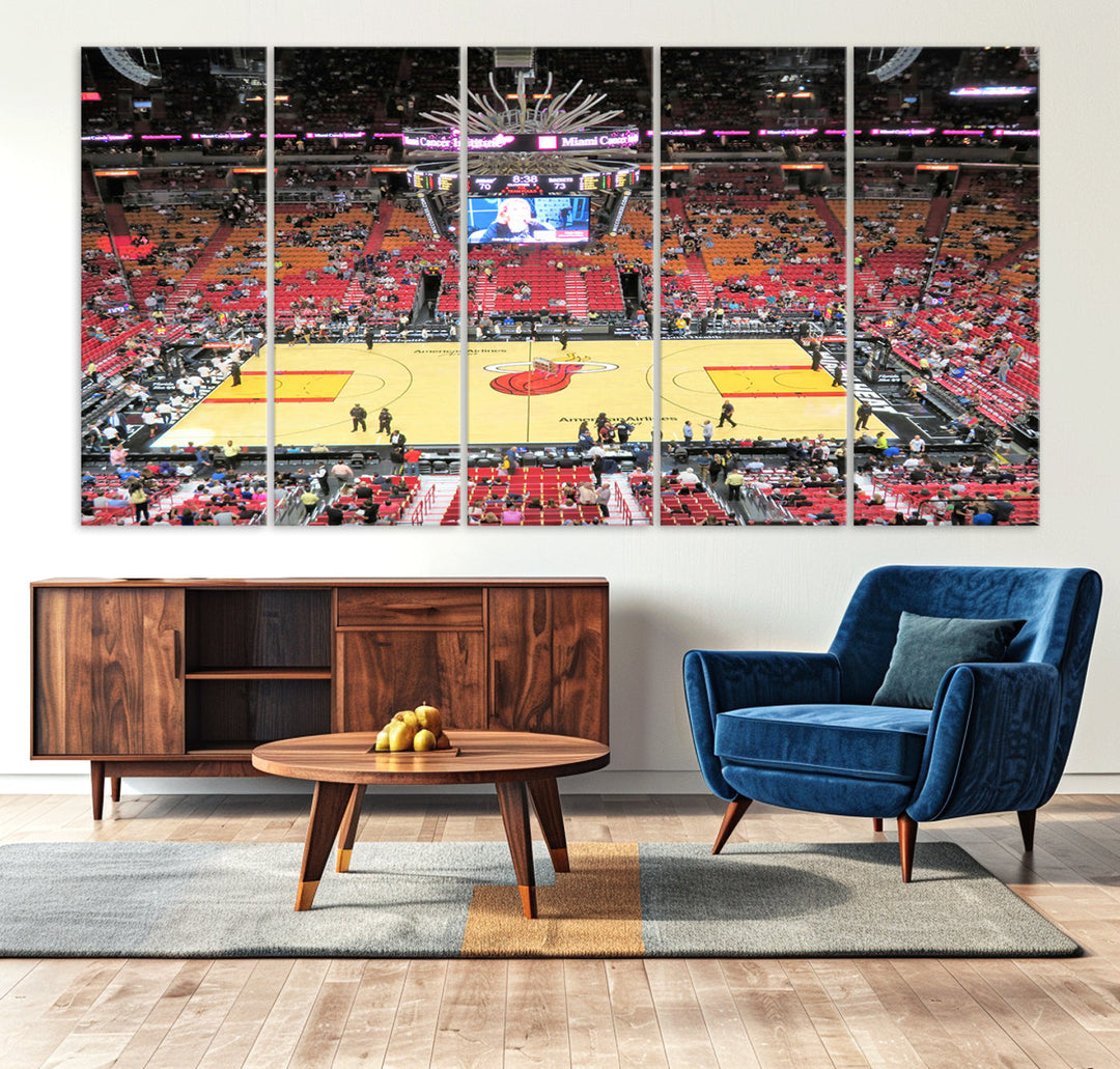 Kaseya Center Miami Heat Stadium Wall Art Canvas Print, NBA Basketball Play Game Wall Art Print, Basketball Lover Gift, Miami Wall Art Print