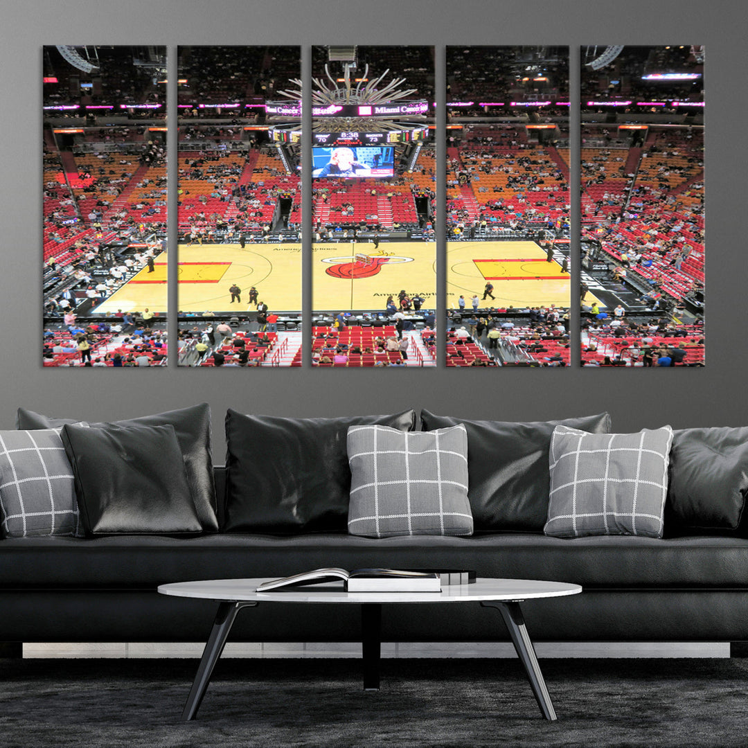 Kaseya Center Miami Heat Stadium Wall Art Canvas Print, NBA Basketball Play Game Wall Art Print, Basketball Lover Gift, Miami Wall Art Print