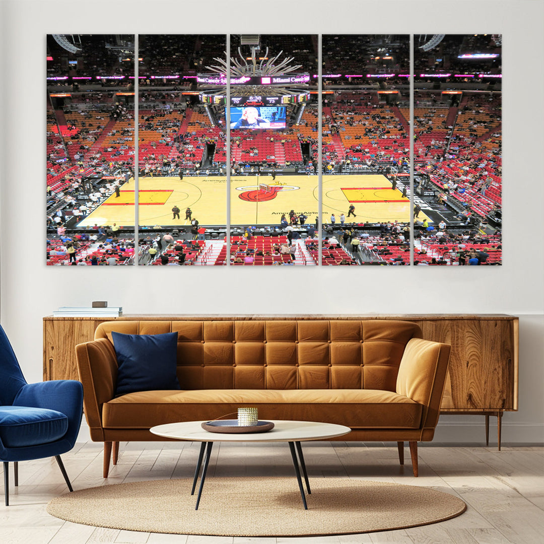 Kaseya Center Miami Heat Stadium Wall Art Canvas Print, NBA Basketball Play Game Wall Art Print, Basketball Lover Gift, Miami Wall Art Print