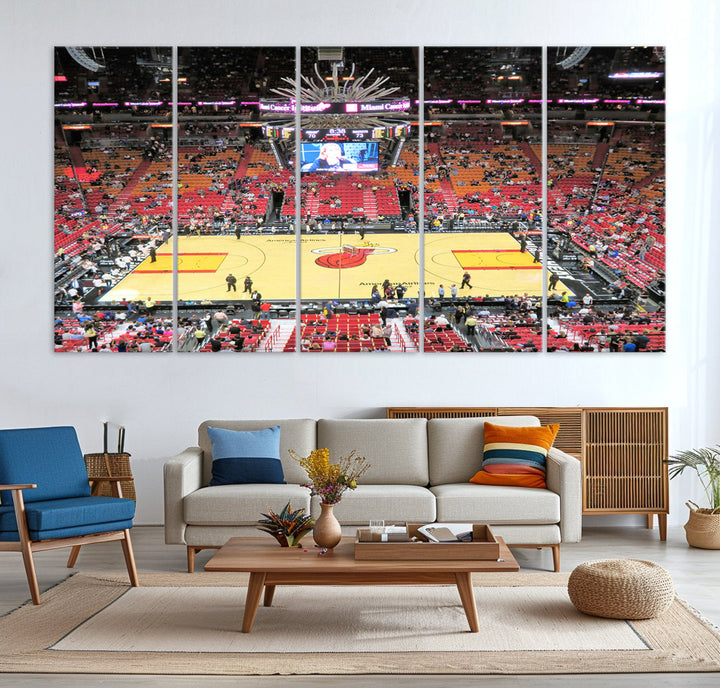 Kaseya Center Miami Heat Stadium Wall Art Canvas Print, NBA Basketball Play Game Wall Art Print, Basketball Lover Gift, Miami Wall Art Print