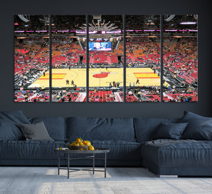 Kaseya Center Miami Heat Stadium Wall Art Canvas Print, NBA Basketball Play Game Wall Art Print, Basketball Lover Gift, Miami Wall Art Print