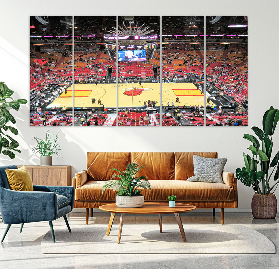 Kaseya Center Miami Heat Stadium Wall Art Canvas Print, NBA Basketball Play Game Wall Art Print, Basketball Lover Gift, Miami Wall Art Print